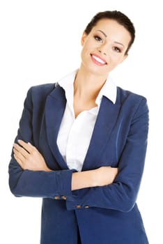 Portrait of young businesswoman or student in elegant clothes