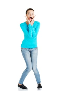 Woman stressed is going crazy in frustration.