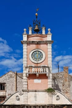 Clock tower bell tower in Zadar Croatia