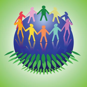 colorful illustration with teamwork concept for your design