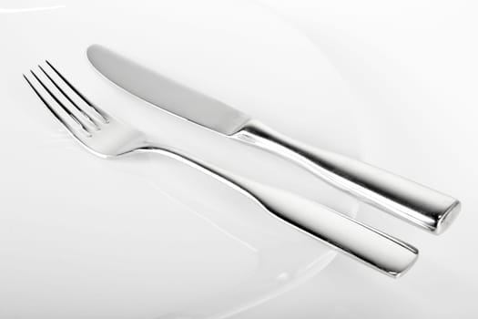plate with knife and fork,cutlery