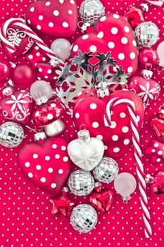 Background with pink Christmas decoration