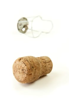 Champagne cork isolated on white background