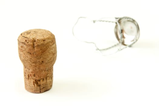 Champagne cork isolated on white background