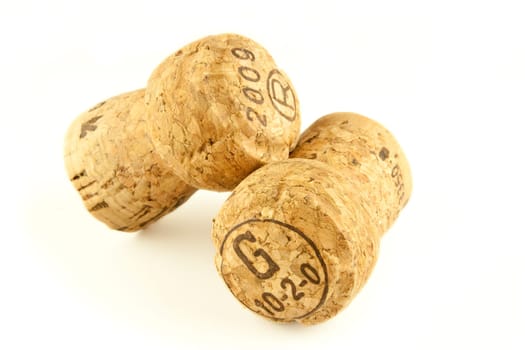 Champagne cork isolated on white background