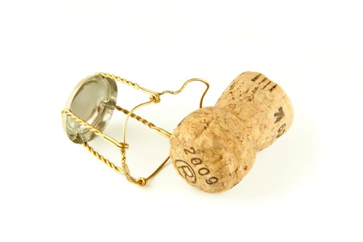Champagne cork isolated on white background
