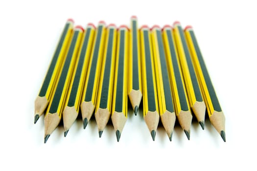 Yellow pencils isolated on white background