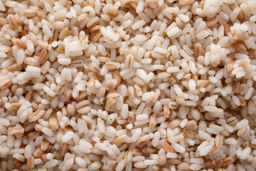 rice and hulled wheat texture close up