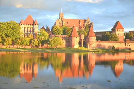 Picturesque view of Malbork castle in Pomerania region, Poland