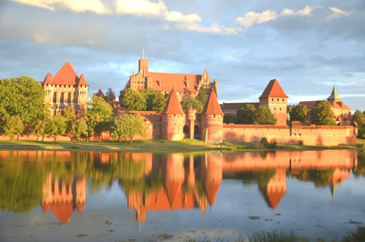 Picturesque view of Malbork castle in Pomerania region, Poland