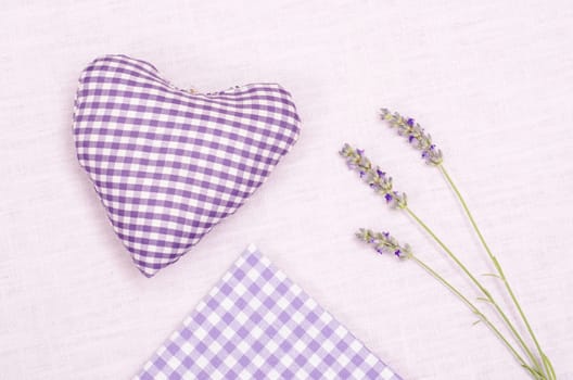 Lavender and heart and napkin fabric with purple checks