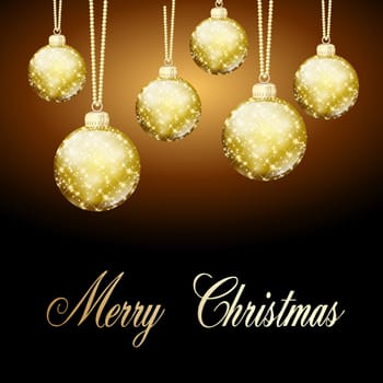 golden Christmas baubles background