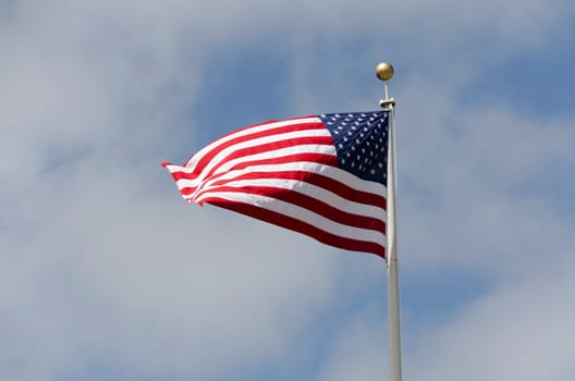American flag in the wind in San Francisco, California