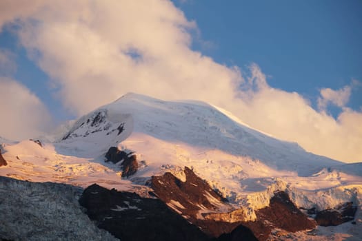 Last ray of light on the top of le Mont Blanc