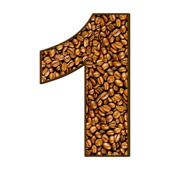 coffee letter on white.  One letter of  coffee alphabet. Letter A