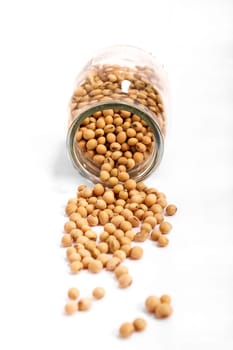 Lots of soybean in a glass pot