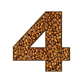 coffee letter on white.  One letter of  coffee alphabet. Letter A