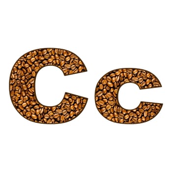 coffee letter on white.  One letter of  coffee alphabet. Letter A