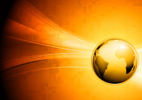 Hi-tech wavy background with globe. Vector design eps 10