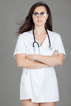 Portrait of a friendly female doctor. happy young smiling female doctor
