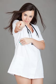 Portrait of a friendly female doctor. happy young smiling female doctor