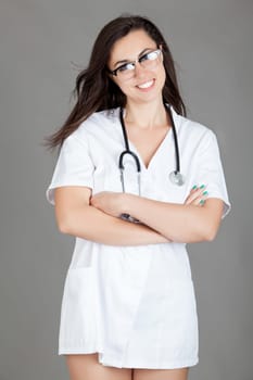 Portrait of a friendly female doctor. happy young smiling female doctor