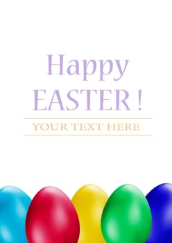 Easter Eggs on white background. Easter eggs border