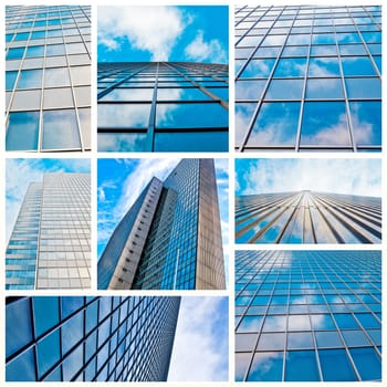 abstract glass skyscraper. Glass wall of office buildings. modern glass silhouettes. Modern office.