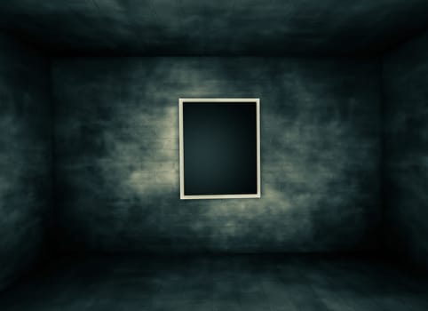 grunge wall with frames.