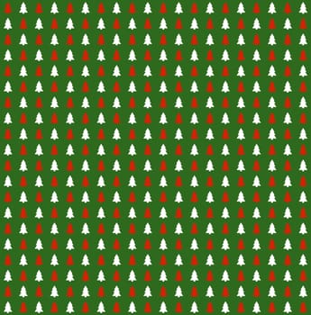 Green wrapping paper with red and white fir trees