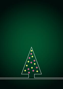 Christmas card dark green with Christmas tree