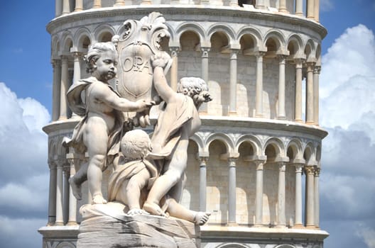 The statue of angels on Square of Miracles in Pisa, Italy