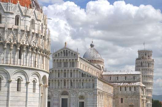 The Leaning Tower on Square of Miracles in Pisa, Tuscany in Italy