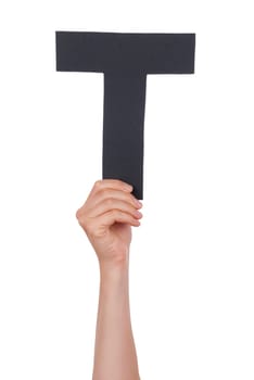 A Hand With a Black T in It, Isolated