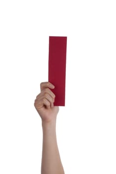 A Hand Holds the Red Letter I, White Background