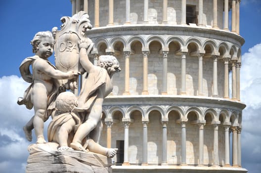 The statue of angels on Square of Miracles in Pisa, Italy