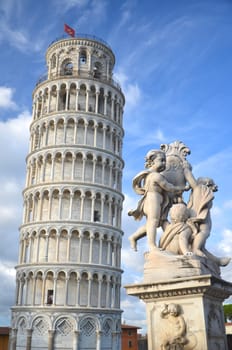The statue of angels on Square of Miracles in Pisa, Italy