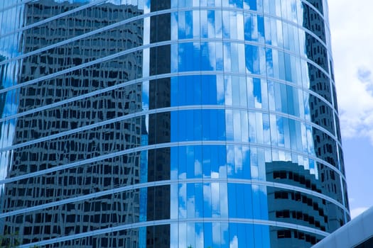 Houston Texas downtown mirror buildings detail in blue