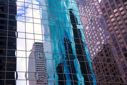Houston Texas urban city with modern mirror skyscapers crop detail
