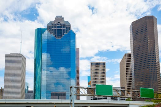 Houston Texas Skyline with modern skyscapers and blue sky view