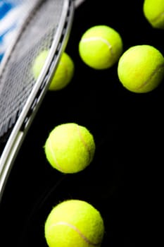 Tennis racket and balls