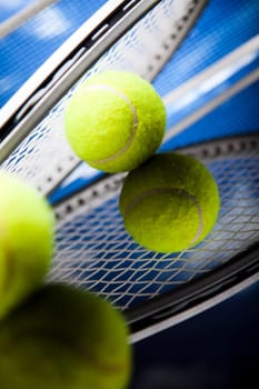 Tennis racket and balls