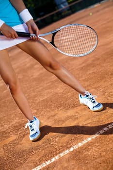 Playing tennis
