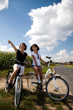 Young woman riding a bicycle