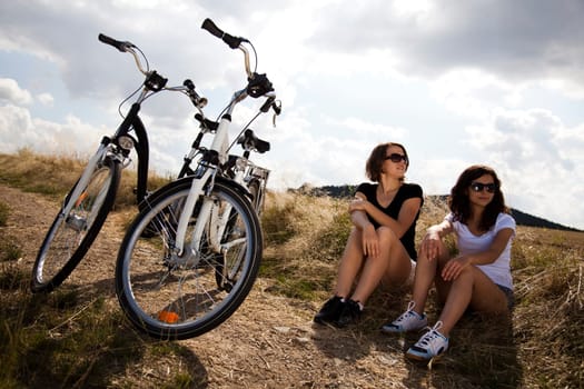 Young woman riding a bicycle