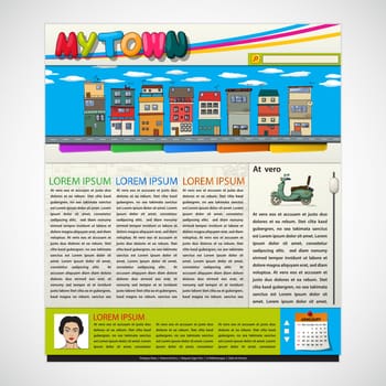 Website or  blog template design with cartoon elements