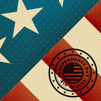 USA Flag and Independence day stamp