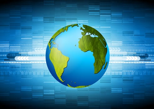 Blue technology design with grunge globe. Vector background eps 10