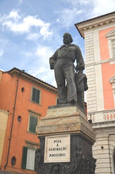 The statue and square of Giuseppe Garibaldi in Pisa, Italy