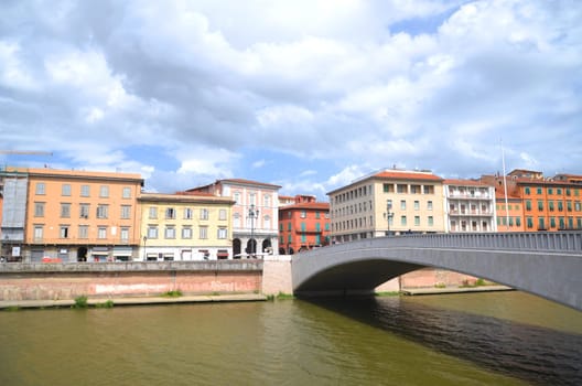 Mezzo Bridge over Arno river in Pisa, Italy